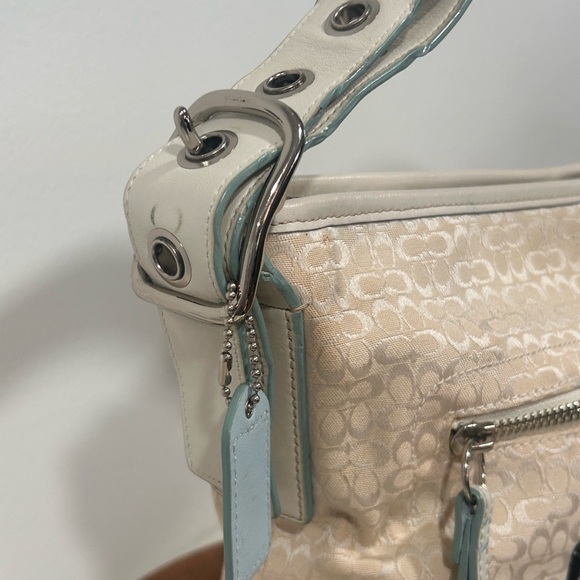 Vintage Coach White Floral Bumblebee Duffel Crossbody Bag F10871 Garden Fairy - Picture 4 of 9